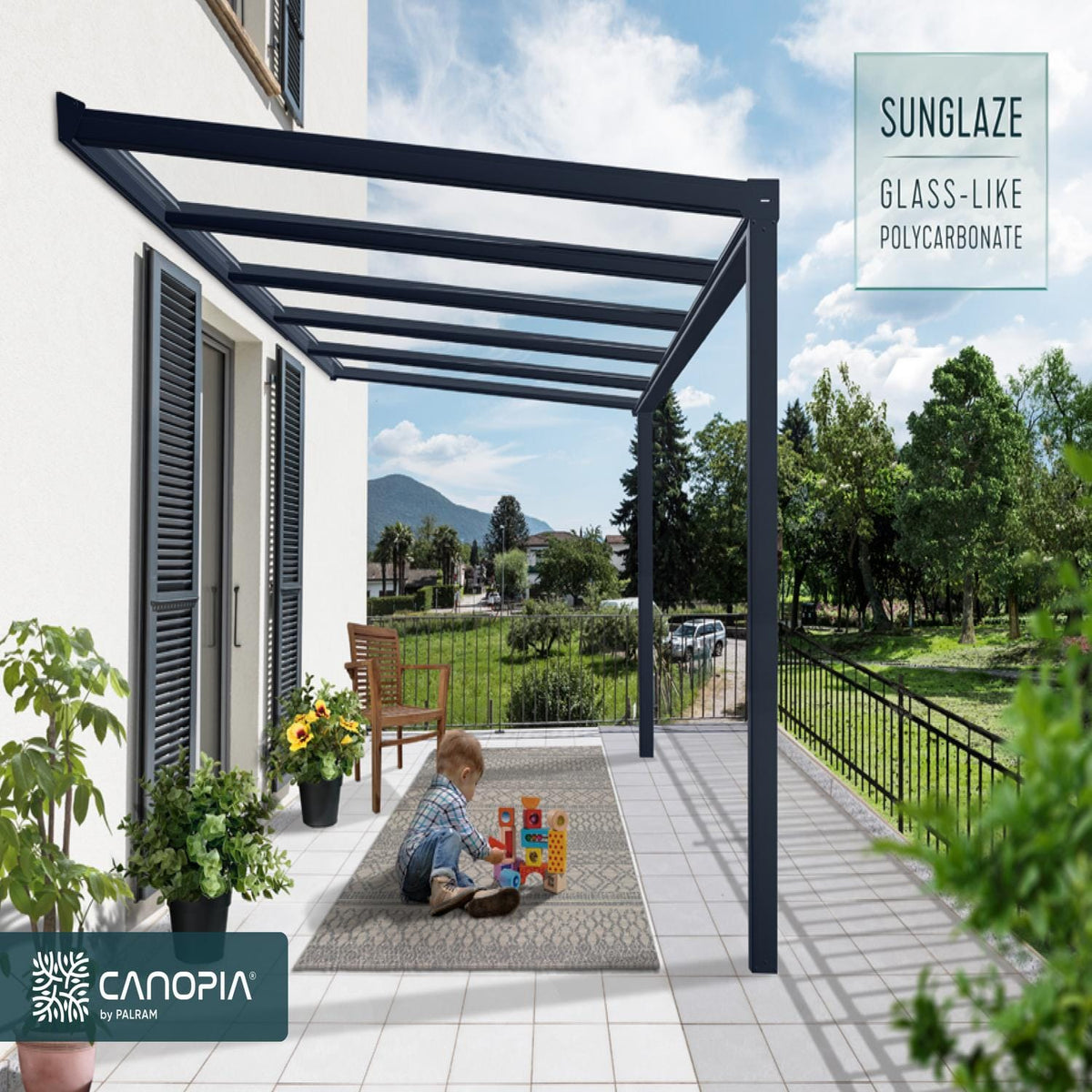Palram - Canopia | Stockholm 11x12 ft Patio Cover - Gray/Clear -HG9451