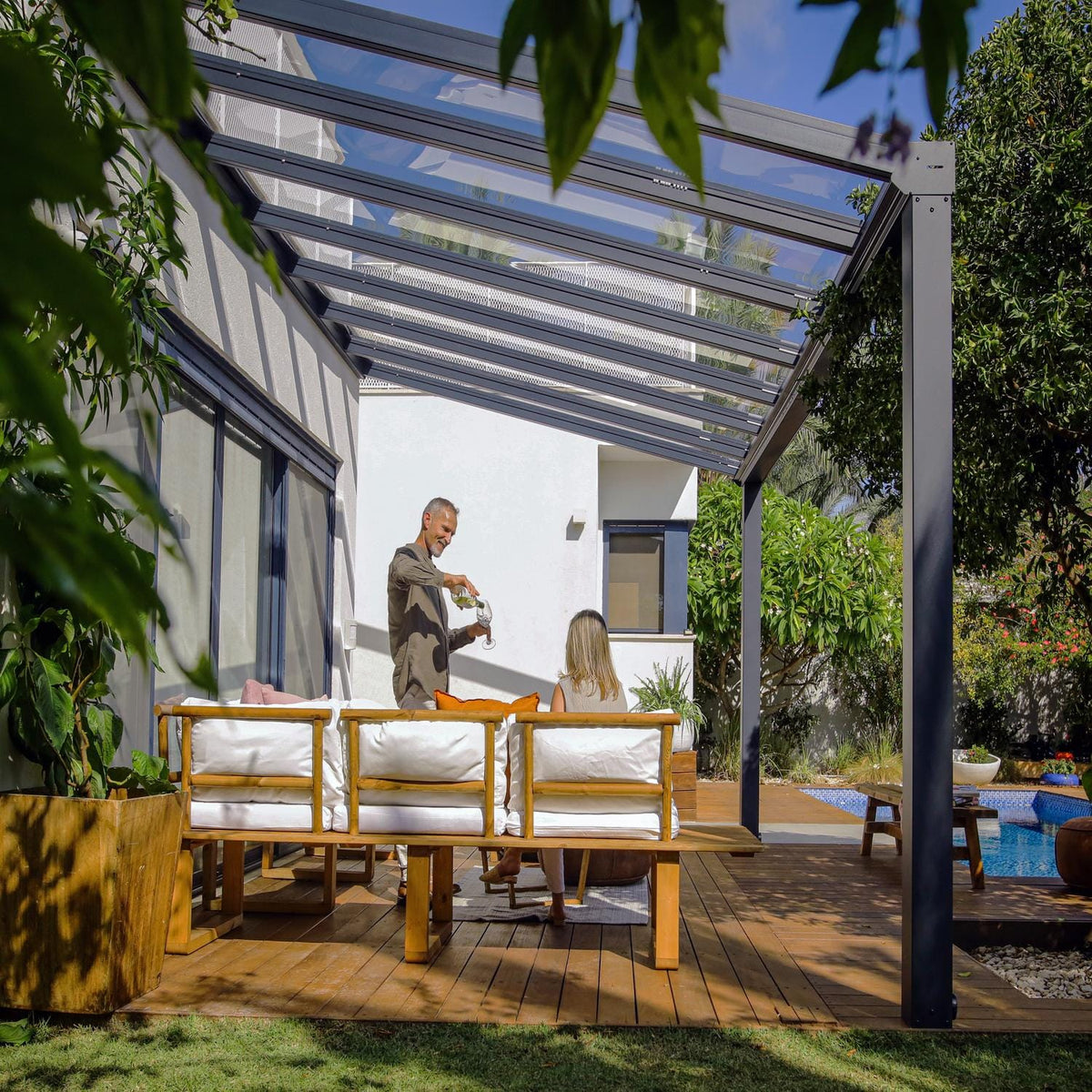 Palram - Canopia | Stockholm 11x17 ft Patio Cover - Gray/Clear - HG9455