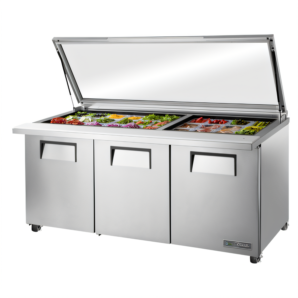 True Mfg. - General Foodservice TSSU-72-30M-B-ST-FGLID-HC Refrigerated Prep Tables - TSSU-72-30M-B-ST-FGLID-HC