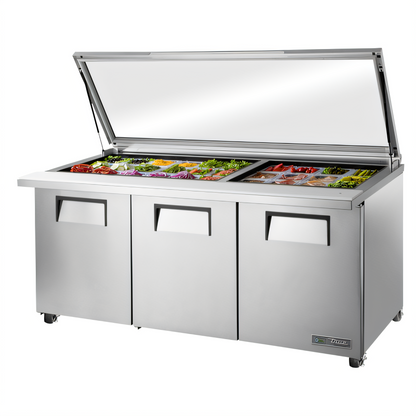 True Mfg. - General Foodservice TSSU-72-30M-B-ST-FGLID-HC Refrigerated Prep Tables - TSSU-72-30M-B-ST-FGLID-HC
