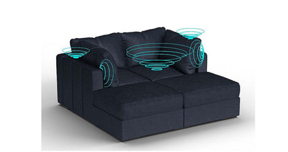 Lovesac – 4 Seats + 4 Sides Corded Velvet &amp; Standard Foam with 6 Speaker Immersive Sound + Charge System – Midnight Navy - SKU_1772863357292_489