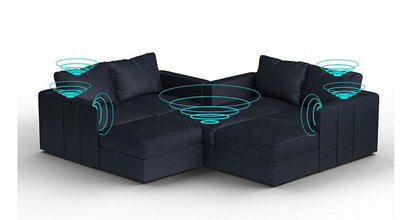 Lovesac – 7 Seats + 8 Sides Corded Velvet &amp; Standard Foam with 6 Speaker Immersive Sound + Charge System – Midnight Navy - 1772604920776_902