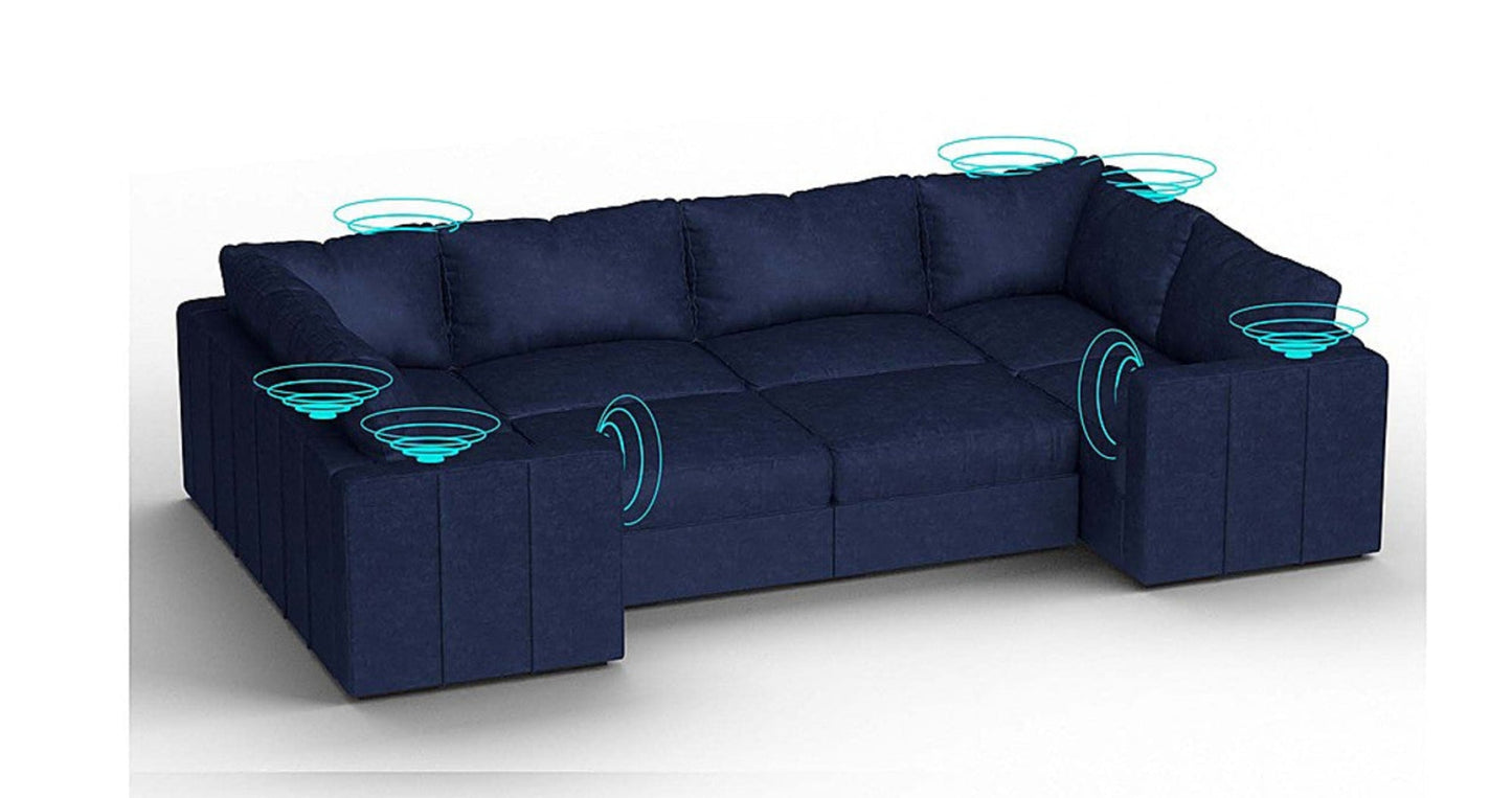 Lovesac – 8 Seats + 10 Sides Corded Velvet &amp; Standard Foam with 6 Speaker Immersive Sound + Charge System – Sapphire Navy - 1772611563522_890
