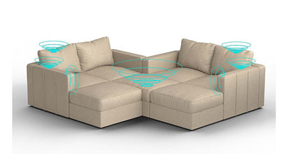 Lovesac – 6 Seats + 8 Sides Luxe Chenille &amp; Lovesoft with 6 Speaker Immersive Sound + Charge System – Tonal Sterling - 1772614110874_346