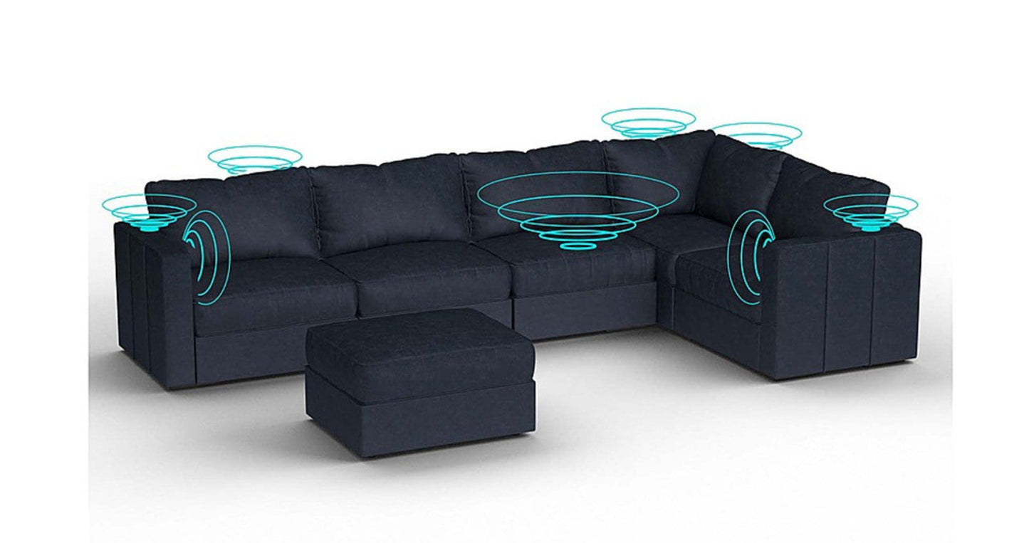 Lovesac – 6 Seats + 8 Sides Corded Velvet &amp; Standard Foam with 8 Speaker Immersive Sound + Charge System – Midnight Navy - 1772604883928_519