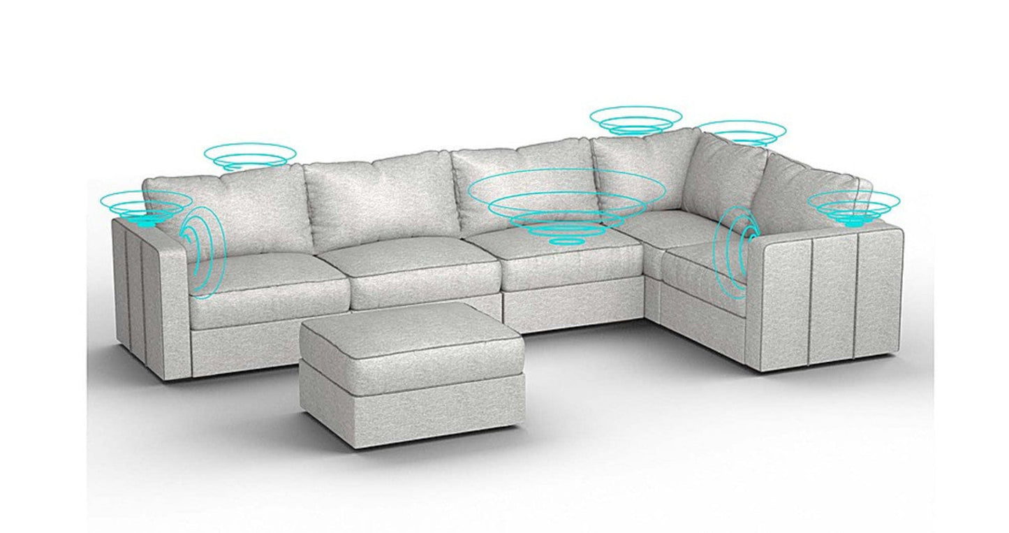 Lovesac – 6 Seats + 8 Sides Luxe Chenille &amp; Lovesoft with 10 Speaker Immersive Sound + Charge System – Tonal Sterling - 1772603031684_263
