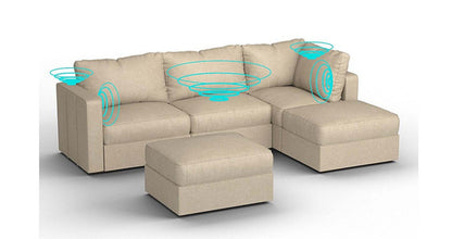 Lovesac – 5 Seats + 5 Sides Combed Chenille &amp; Lovesoft with 8 Speaker Immersive Sound + Charge System – Tan - 1772612893017_687