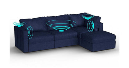 Lovesac – 4 Seats + 5 Sides Corded Velvet &amp; Lovesoft with 6 Speaker Immersive Sound + Charge System – Sapphire Navy - SKU_1773036325681_667