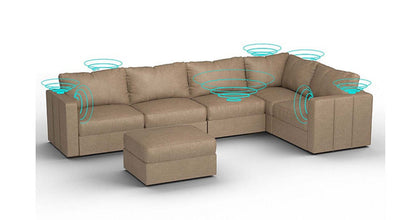 Lovesac – 6 Seats + 8 Sides Combed Chenille &amp; Lovesoft with 8 Speaker Immersive Sound + Charge System – Taupe - 1772608876114_127