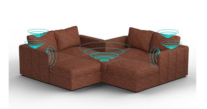 Lovesac – 7 Seats + 8 Sides Rained Chenille &amp; Lovesoft with 8 Speaker Immersive Sound + Charge System – Terracotta - 1772865015277_605