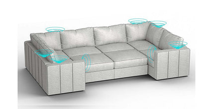 Lovesac – 8 Seats + 10 Sides Luxe Chenille &amp; Standard Foam with 10 Speaker Immersive Sound + Charge System – Tonal Sterling - 1772612879863_787
