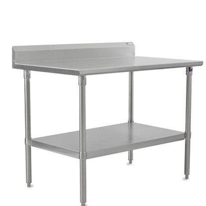 John Boos ST6R5-3036SSK 36" W x 30" D Stainless Steel Work Table, 5" Backsplash - JBST6R53036SSK
