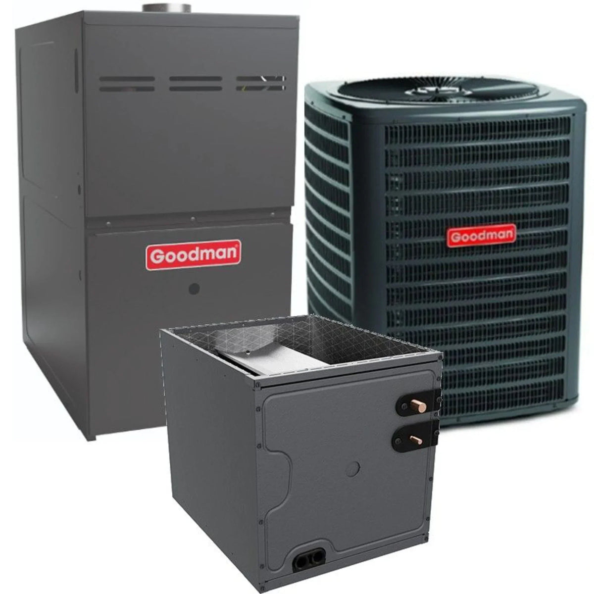 Goodman - 1.5 Ton/60,000 BTU 80% AFUE Gas Furnace and Air Conditioner System - Upflow - 15.2 SEER2 - R32 - CAPTA2422B3