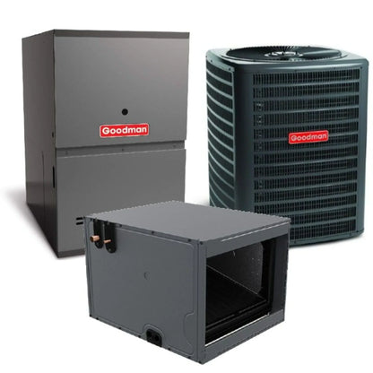 Goodman - 2.5 Ton/60,000 BTU 92% AFUE Gas Furnace and Air Conditioner System - Horizontal - 14.5 SEER2 - R32 - CHPTA3026B3