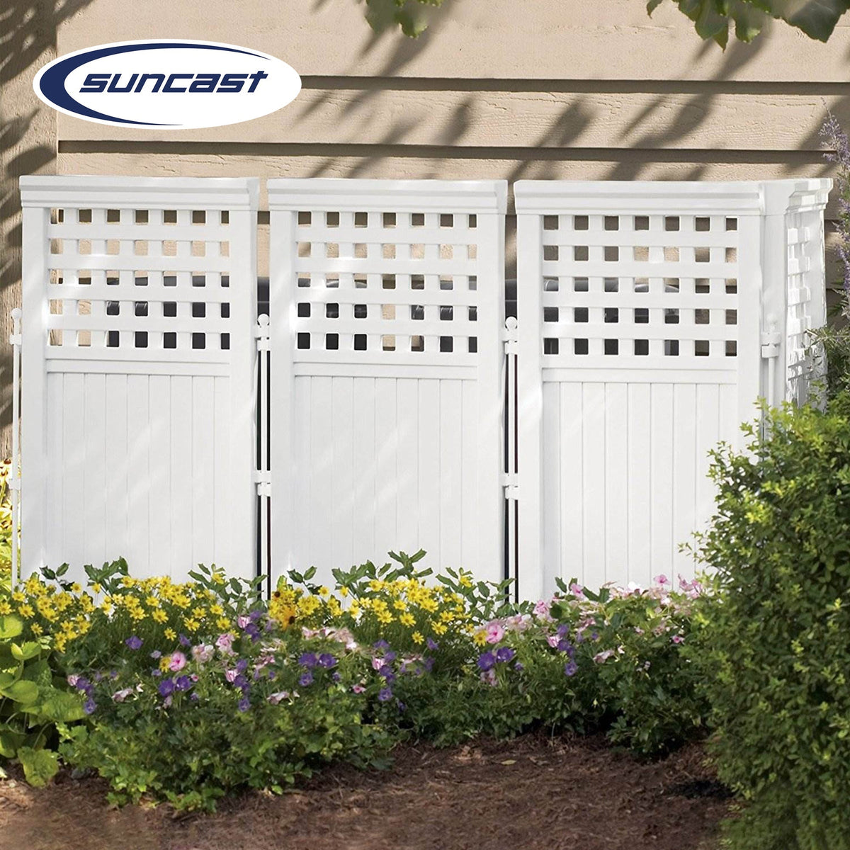 Suncast Outdoor Garden Yard 4 Panel Screen Enclosure Gated Fence, White (5 Pack) - 173090