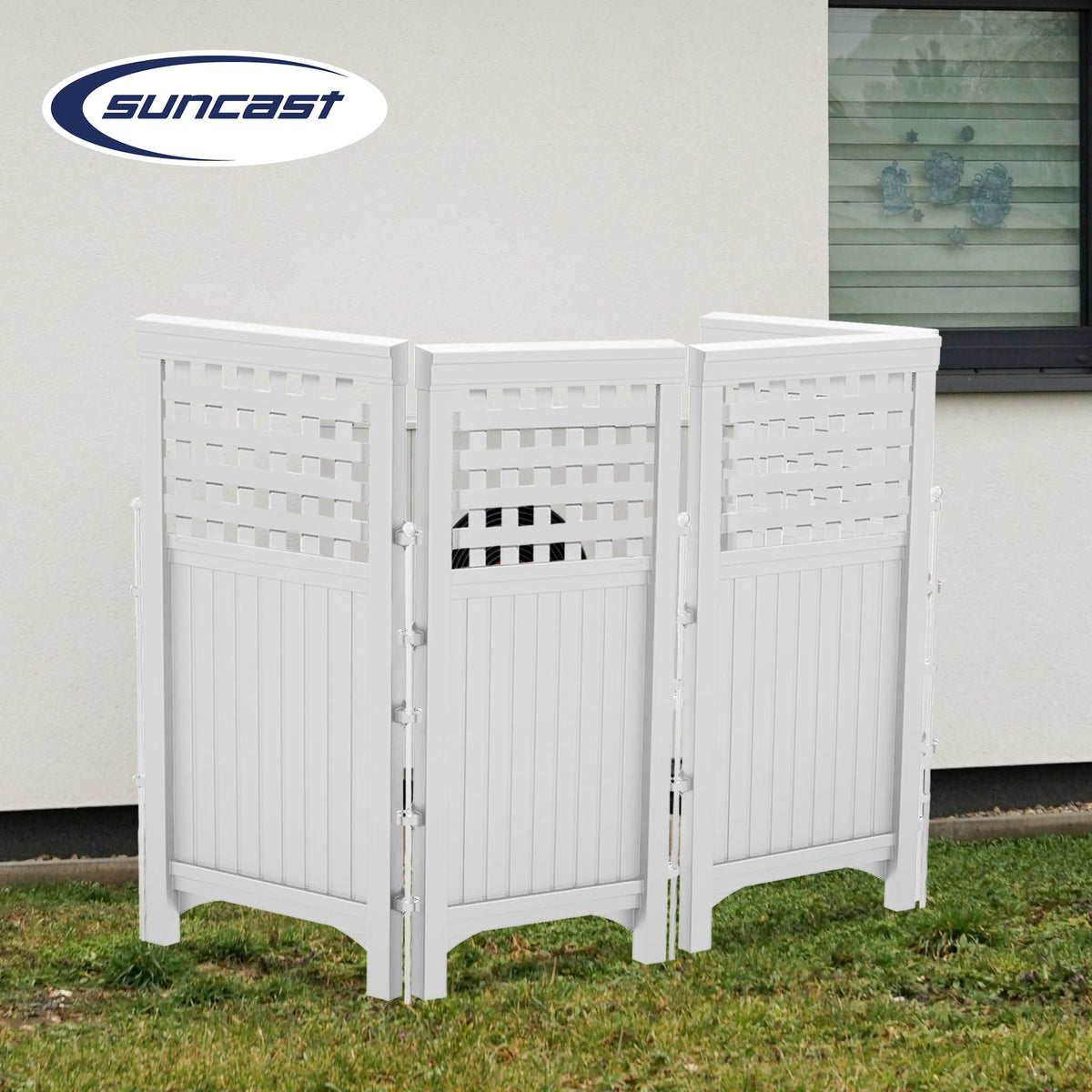 Suncast Outdoor Garden Yard 4 Panel Screen Enclosure Gated Fence, White (5 Pack) - 173090
