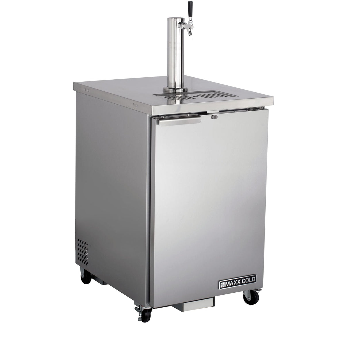 Maxx Cold Single Tower Beer Dispenser, 23.3"W, 7.2 cu. ft., 1 Barrel/Keg (204L) Storage Capacity, in Stainless Steel - MXBD24-1SHC