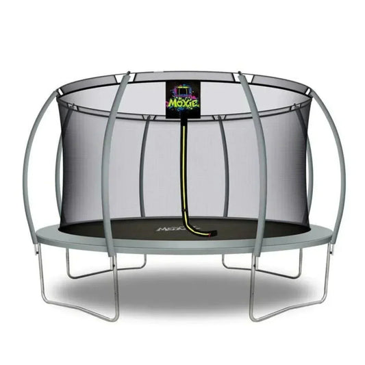 Upper Bounce Moxie™ 14 Ft Pumpkin-Shaped Outdoor Trampoline Set with Premium Top-Ring Frame Safety Enclosure - Mxsf03-14-Gr