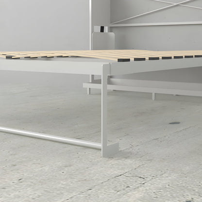 Murphy Bed With Desk & 2 Storage Cabinets, Double Size, White by Leto Muro