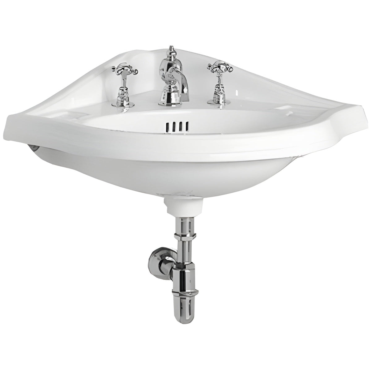 Whitehaus Corner China Wall Mount Basin with an Oval Bowl - AR884