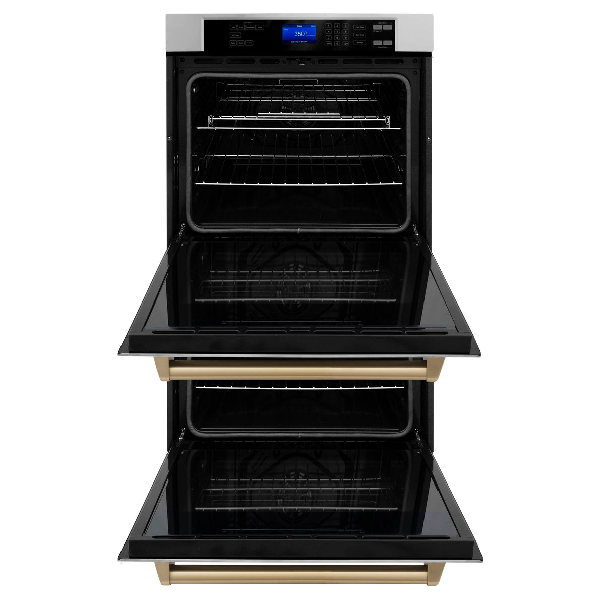 ZLINE 30" Autograph Double Wall Oven with Air Fry and Self-Clean in Stainless Steel and Champagne Bronze Handle,  - WADZ-30-CB
