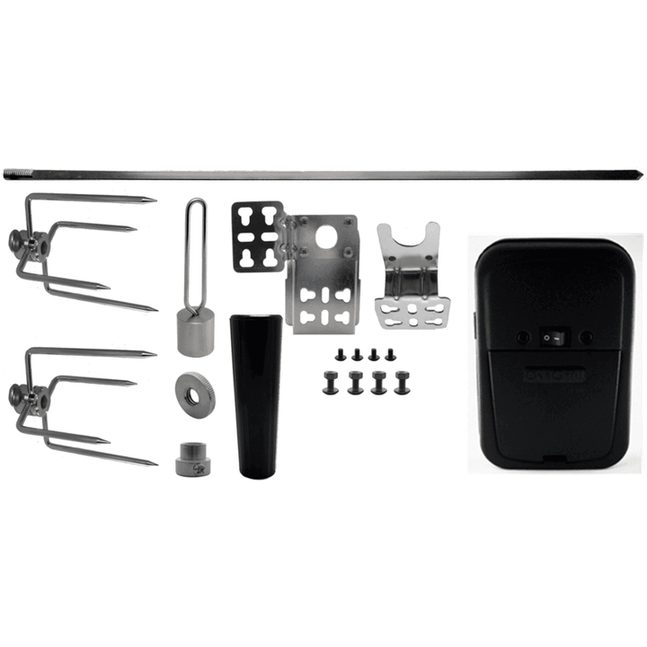 ArteFlame Outdoor Grill Accessories Extra Rotisserie Cordless Motor, Spit, Forks and Bracket Kit